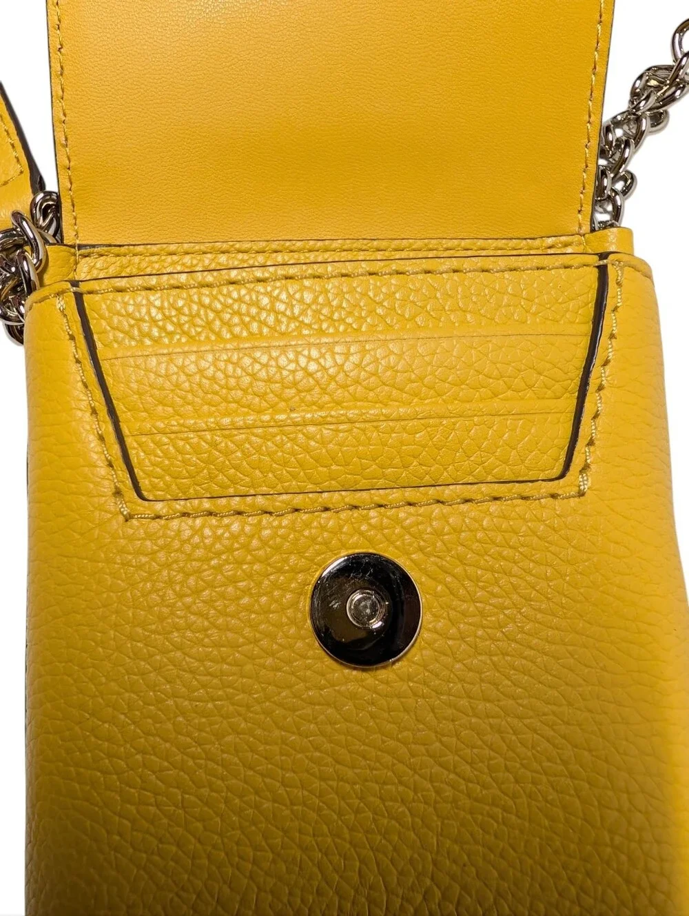 Kate Spade Yellow Phone Crossbody Bag Pebbled Leather Chain Strap NWOT